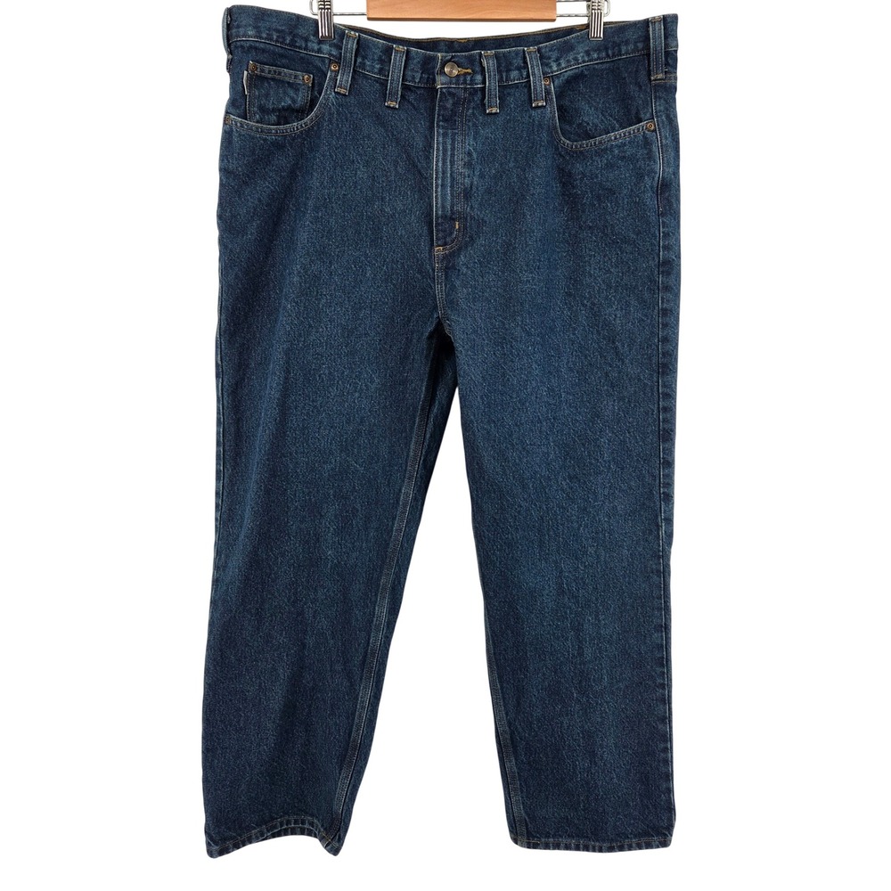 Carhartt Mens Relaxed‎ Fit Jeans Dark Wash Denim 44x30 Workwear Outdoor Classic